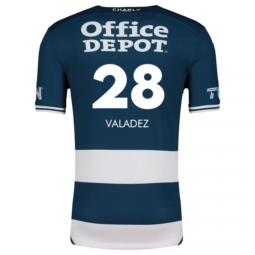 Niño Camiseta Julia Valadez #28 Azul Blanco 1ª Equipación 2024/25 La Camisa México