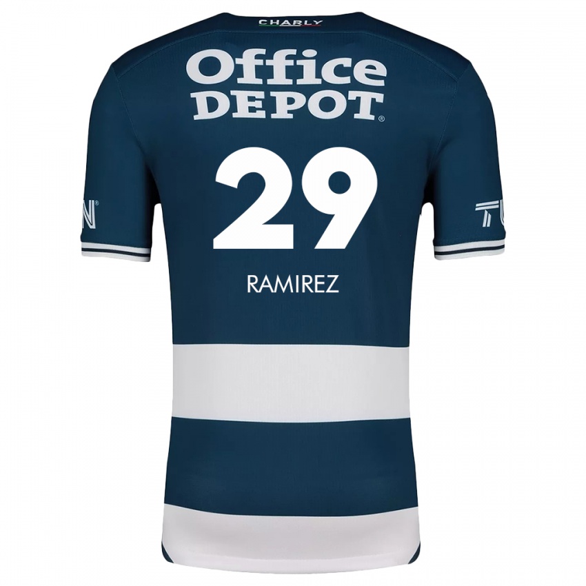 Niño Camiseta Elliana Ramirez #29 Azul Blanco 1ª Equipación 2024/25 La Camisa México