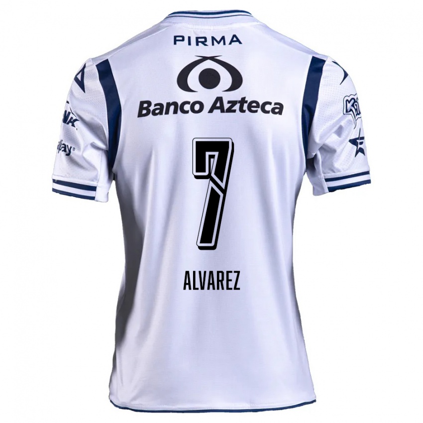 Niño Camiseta Daniel Álvarez #7 Blanco Azul Marino 1ª Equipación 2024/25 La Camisa México