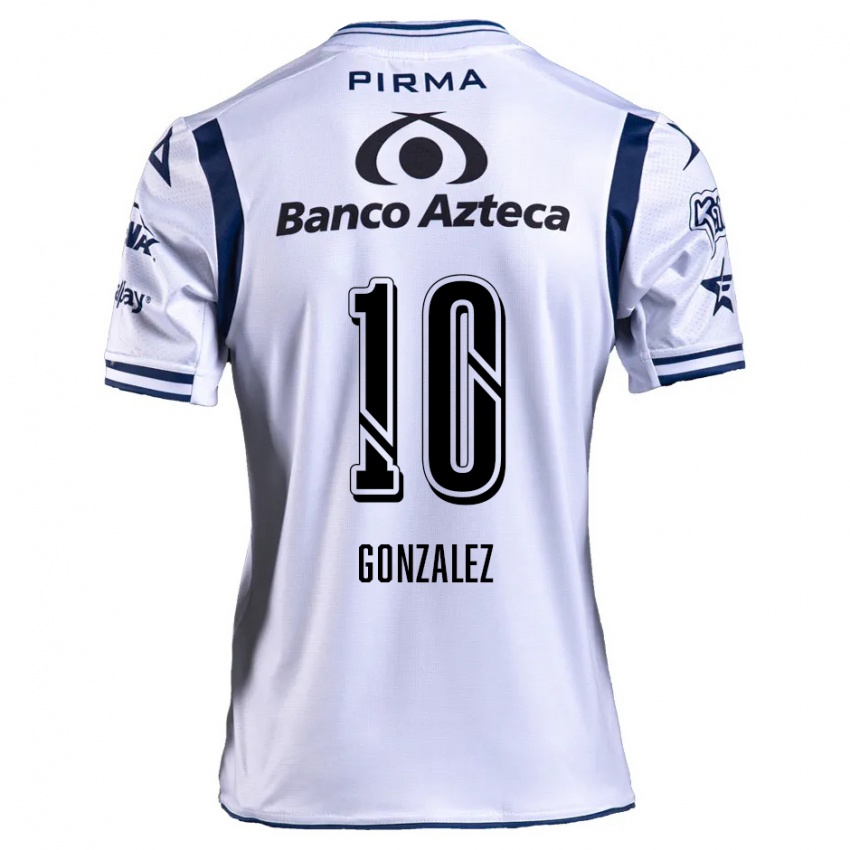 Niño Camiseta Jair González #10 Blanco Azul Marino 1ª Equipación 2024/25 La Camisa México