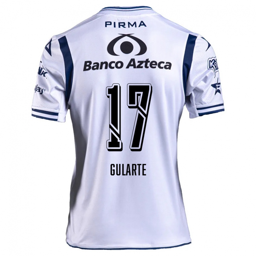 Niño Camiseta Emanuel Gularte #17 Blanco Azul Marino 1ª Equipación 2024/25 La Camisa México