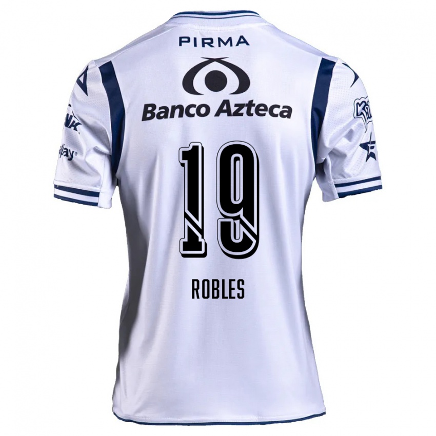 Niño Camiseta Ángel Robles #19 Blanco Azul Marino 1ª Equipación 2024/25 La Camisa México