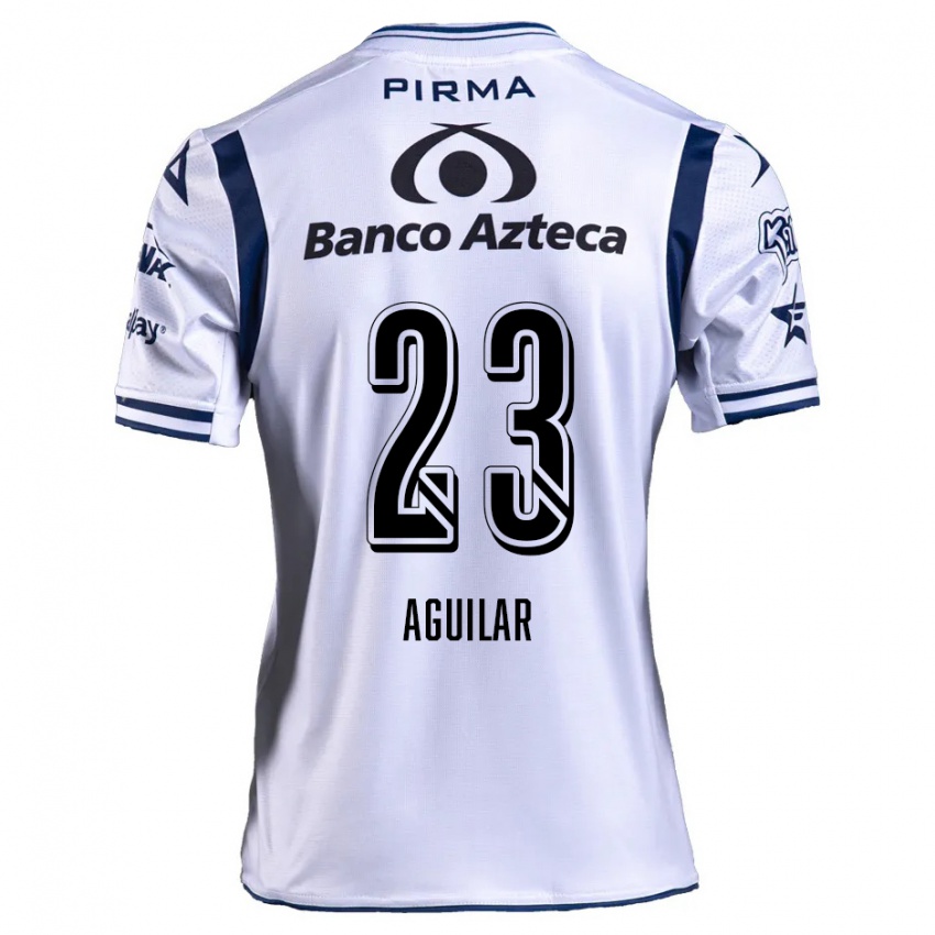 Niño Camiseta Daniel Aguilar #23 Blanco Azul Marino 1ª Equipación 2024/25 La Camisa México