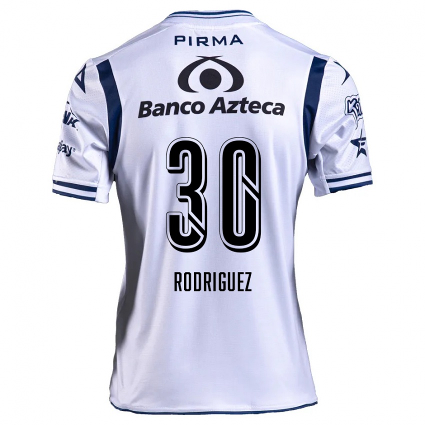 Niño Camiseta Jesús Rodríguez #30 Blanco Azul Marino 1ª Equipación 2024/25 La Camisa México