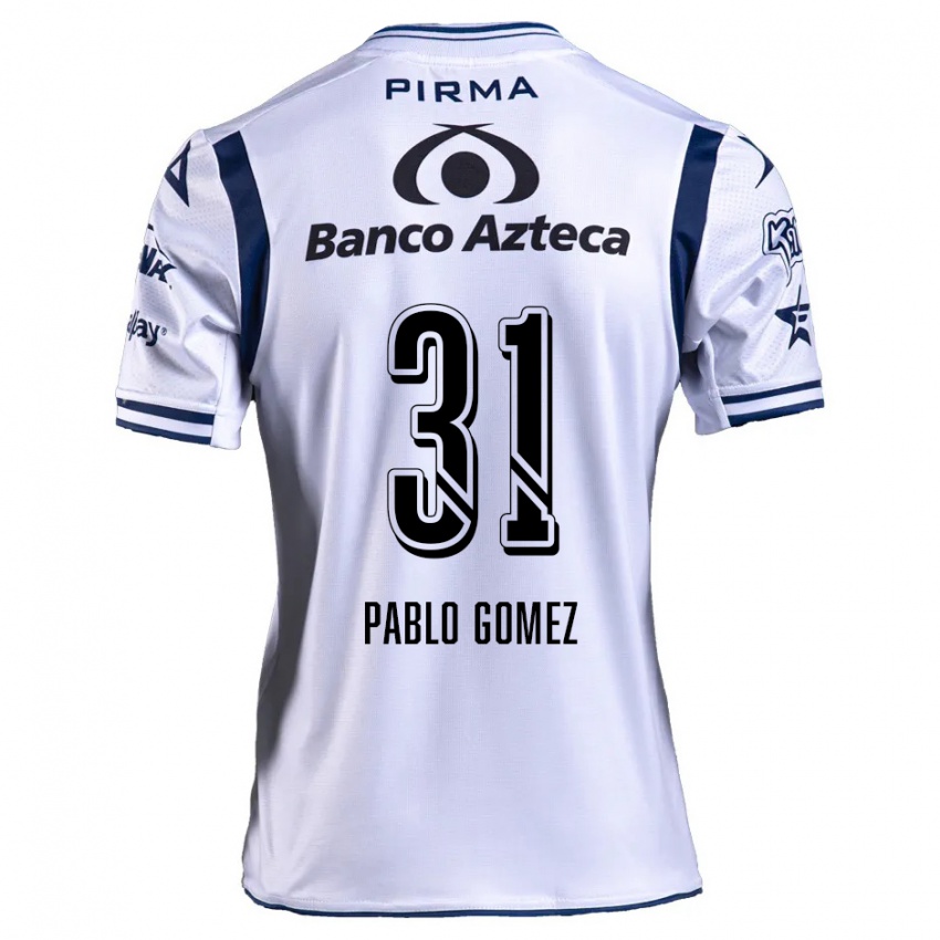 Niño Camiseta Juan Pablo Gómez #31 Blanco Azul Marino 1ª Equipación 2024/25 La Camisa México