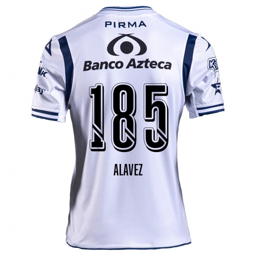 Niño Camiseta Brian Alavez #185 Blanco Azul Marino 1ª Equipación 2024/25 La Camisa México