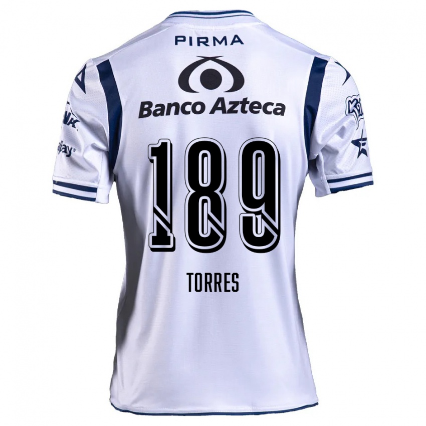 Niño Camiseta Dylan Torres #189 Blanco Azul Marino 1ª Equipación 2024/25 La Camisa México