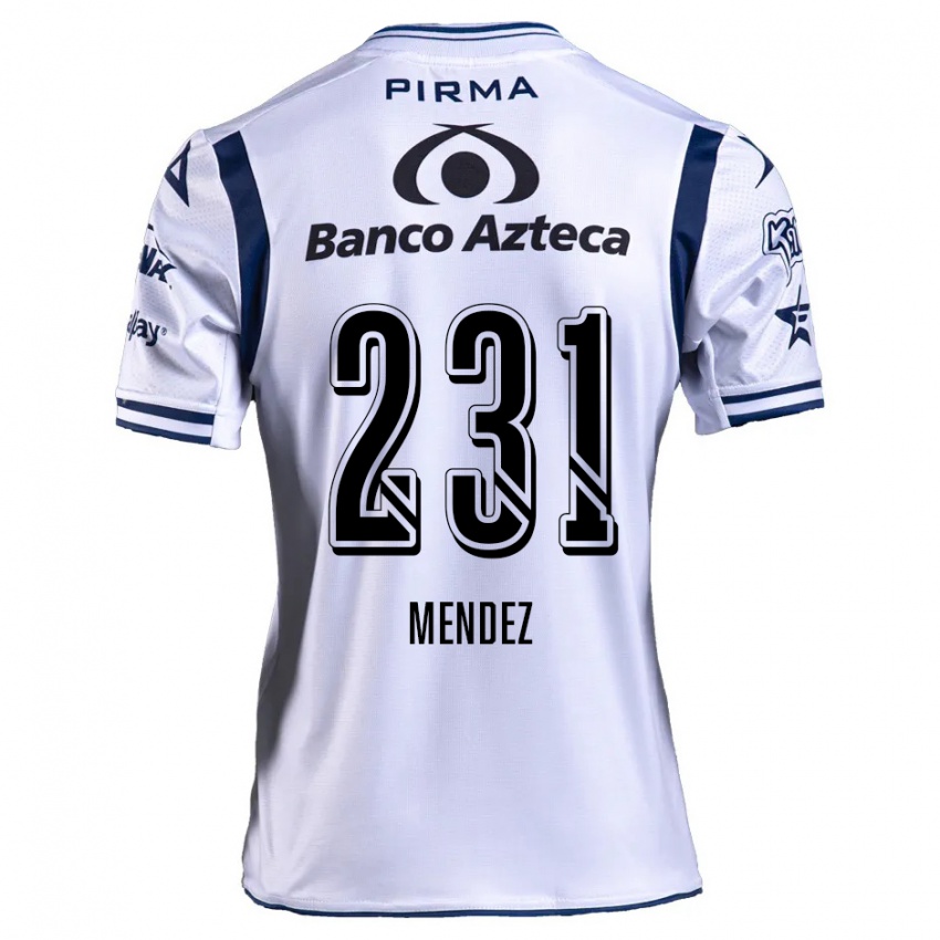 Niño Camiseta Alejandro Méndez #231 Blanco Azul Marino 1ª Equipación 2024/25 La Camisa México