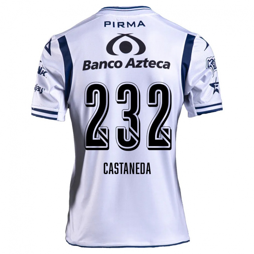 Niño Camiseta Ángel Castañeda #232 Blanco Azul Marino 1ª Equipación 2024/25 La Camisa México