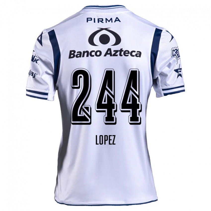 Niño Camiseta Daniel López #244 Blanco Azul Marino 1ª Equipación 2024/25 La Camisa México