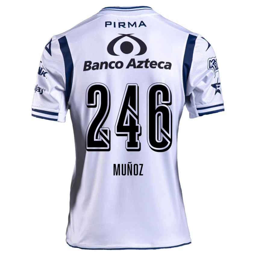 Niño Camiseta Zamier Muñoz #246 Blanco Azul Marino 1ª Equipación 2024/25 La Camisa México