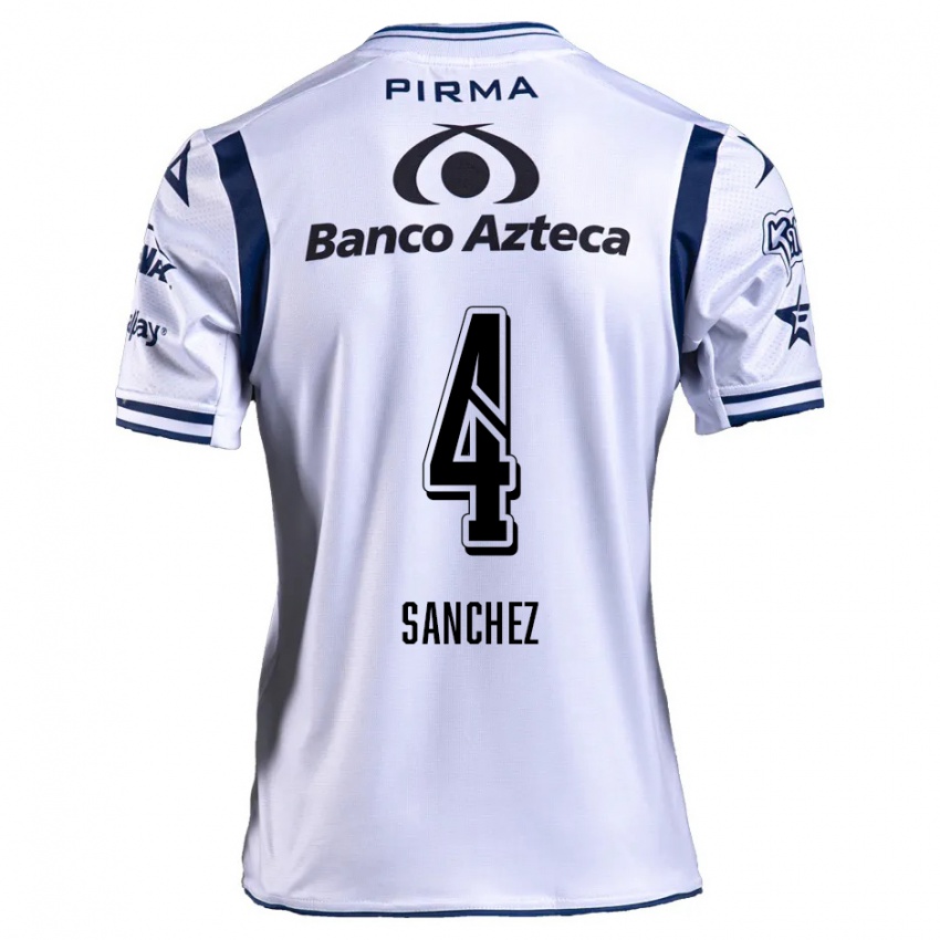 Niño Camiseta Liliana Sánchez #4 Blanco Azul Marino 1ª Equipación 2024/25 La Camisa México