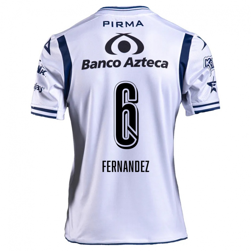 Niño Camiseta Liliana Fernández #6 Blanco Azul Marino 1ª Equipación 2024/25 La Camisa México