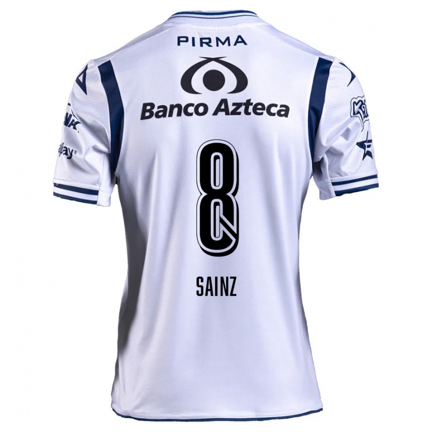 Niño Camiseta María Sainz #8 Blanco Azul Marino 1ª Equipación 2024/25 La Camisa México