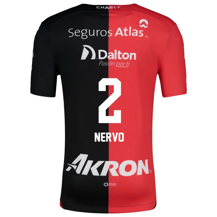 Niño Camiseta Hugo Nervo #2 Negro Rojo 1ª Equipación 2024/25 La Camisa México