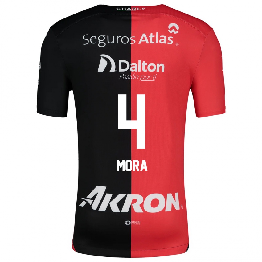 Niño Camiseta Adrián Mora #4 Negro Rojo 1ª Equipación 2024/25 La Camisa México