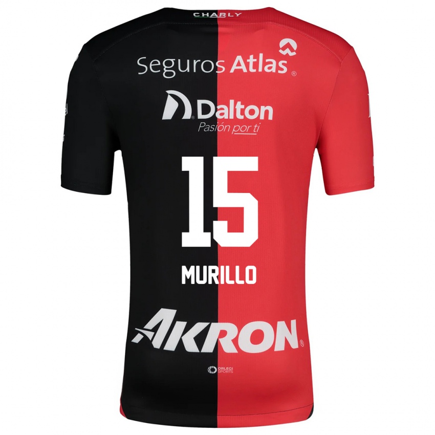 Niño Camiseta Jhon Murillo #15 Negro Rojo 1ª Equipación 2024/25 La Camisa México