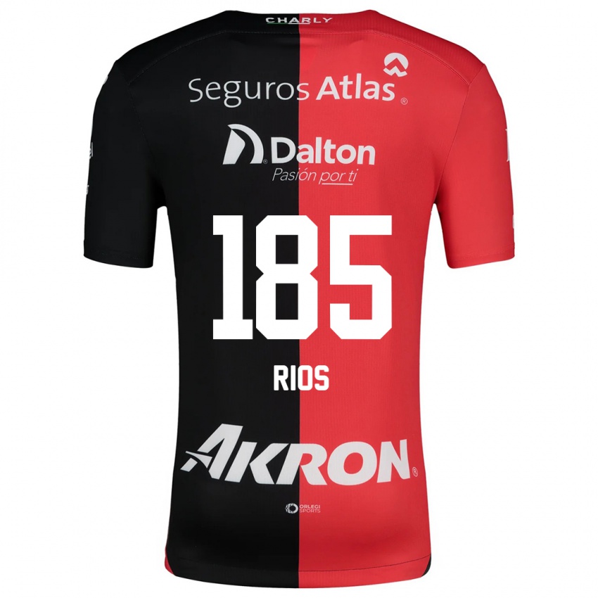 Niño Camiseta Víctor Ríos #185 Negro Rojo 1ª Equipación 2024/25 La Camisa México