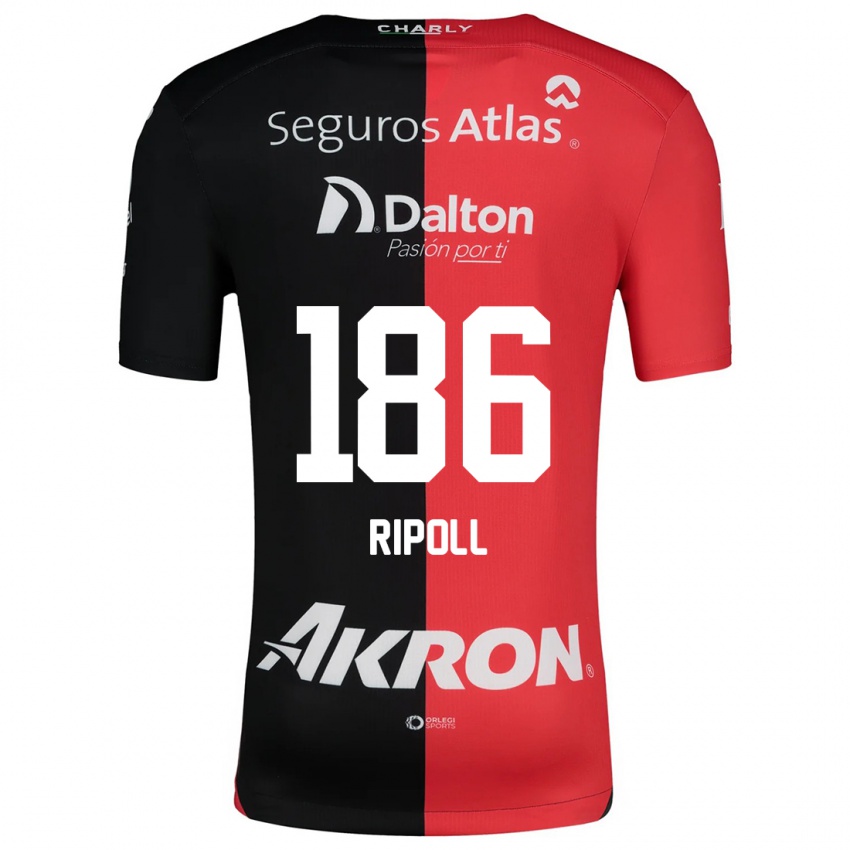 Niño Camiseta Alonso Ripoll #186 Negro Rojo 1ª Equipación 2024/25 La Camisa México