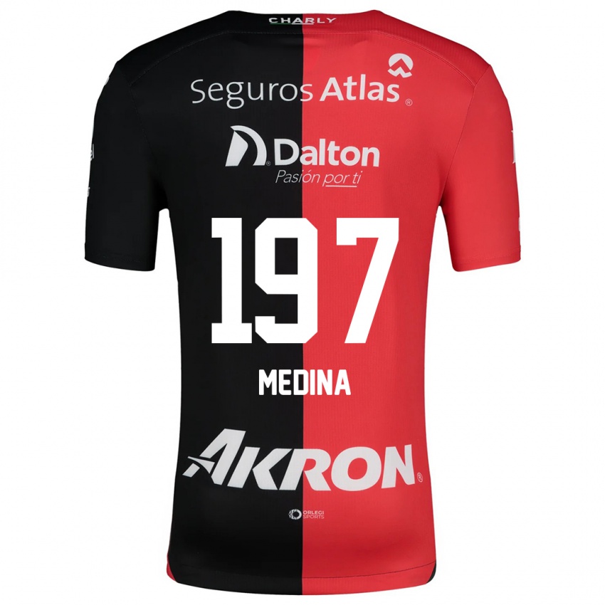 Niño Camiseta Héctor Medina #197 Negro Rojo 1ª Equipación 2024/25 La Camisa México