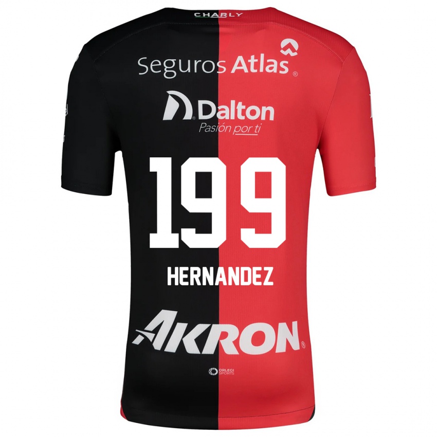 Niño Camiseta Sergio Hernández #199 Negro Rojo 1ª Equipación 2024/25 La Camisa México