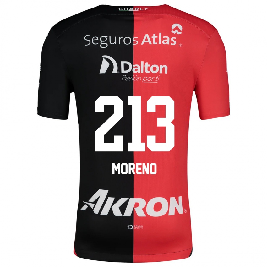 Niño Camiseta Eduardo Moreno #213 Negro Rojo 1ª Equipación 2024/25 La Camisa México