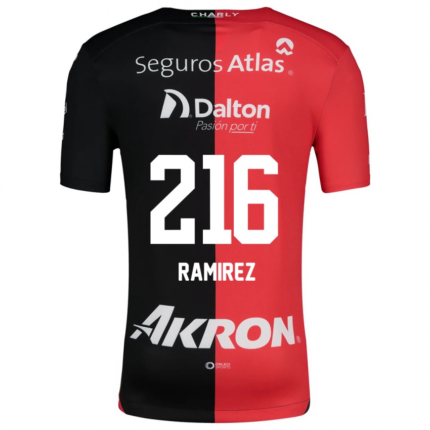 Niño Camiseta Paulo Ramírez #216 Negro Rojo 1ª Equipación 2024/25 La Camisa México