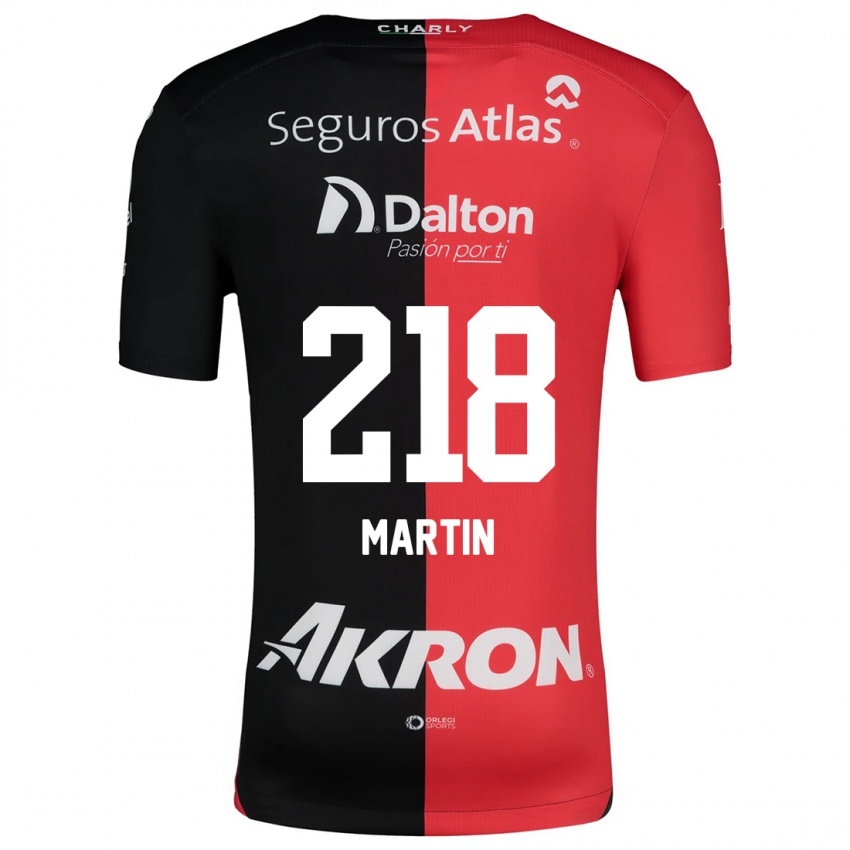 Niño Camiseta Jorge San Martín #218 Negro Rojo 1ª Equipación 2024/25 La Camisa México