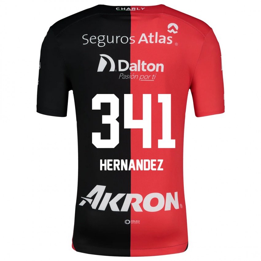 Niño Camiseta Leonardo Hernández #341 Negro Rojo 1ª Equipación 2024/25 La Camisa México