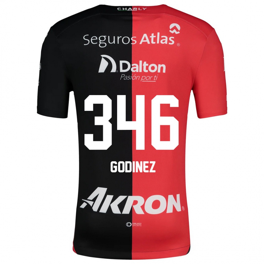 Niño Camiseta Olmo Godínez #346 Negro Rojo 1ª Equipación 2024/25 La Camisa México