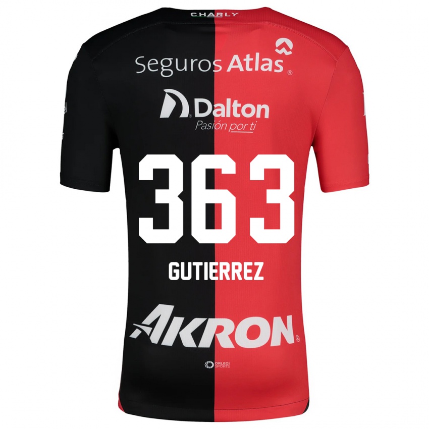 Niño Camiseta Orlando Gutiérrez #363 Negro Rojo 1ª Equipación 2024/25 La Camisa México