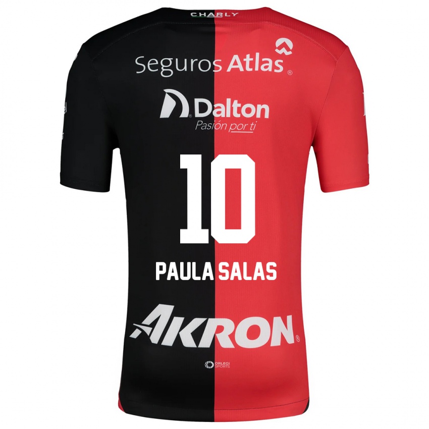 Niño Camiseta María Paula Salas #10 Negro Rojo 1ª Equipación 2024/25 La Camisa México