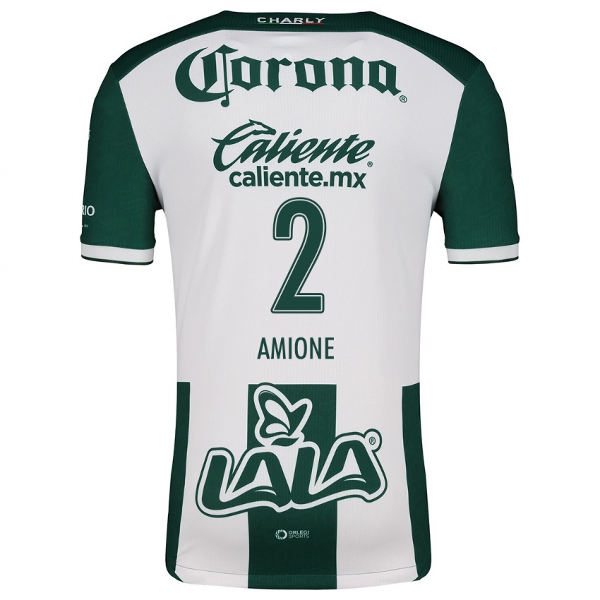 Niño Camiseta Bruno Amione #2 Verde Blanco 1ª Equipación 2024/25 La Camisa México