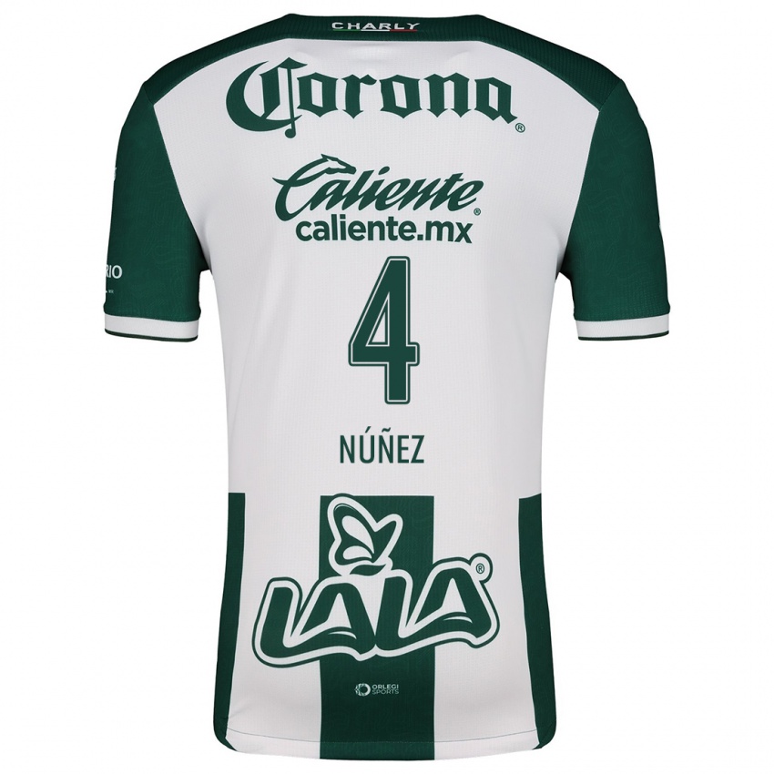 Niño Camiseta Santiago Núñez #4 Verde Blanco 1ª Equipación 2024/25 La Camisa México