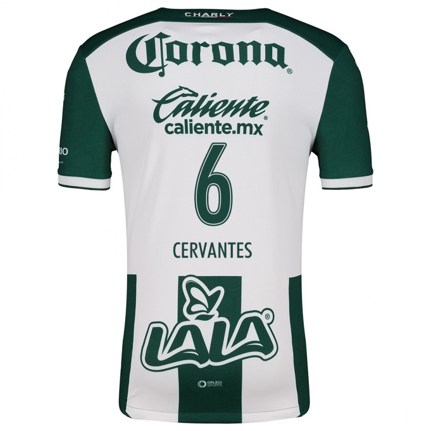 Niño Camiseta Alan Cervantes #6 Verde Blanco 1ª Equipación 2024/25 La Camisa México