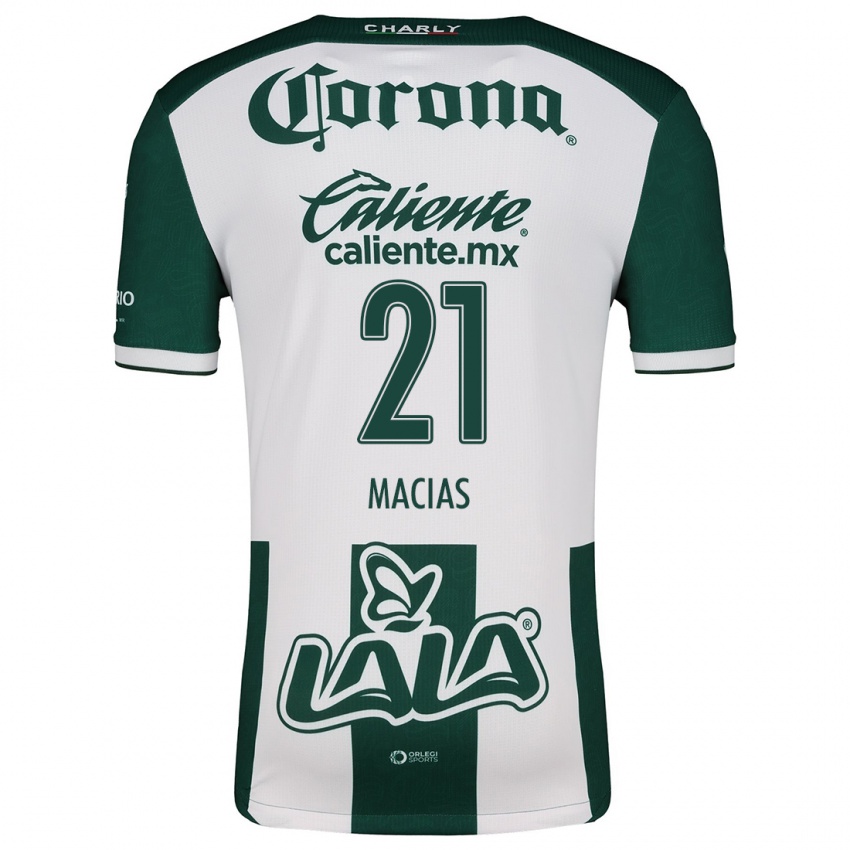 Niño Camiseta José Juan Macías #21 Verde Blanco 1ª Equipación 2024/25 La Camisa México