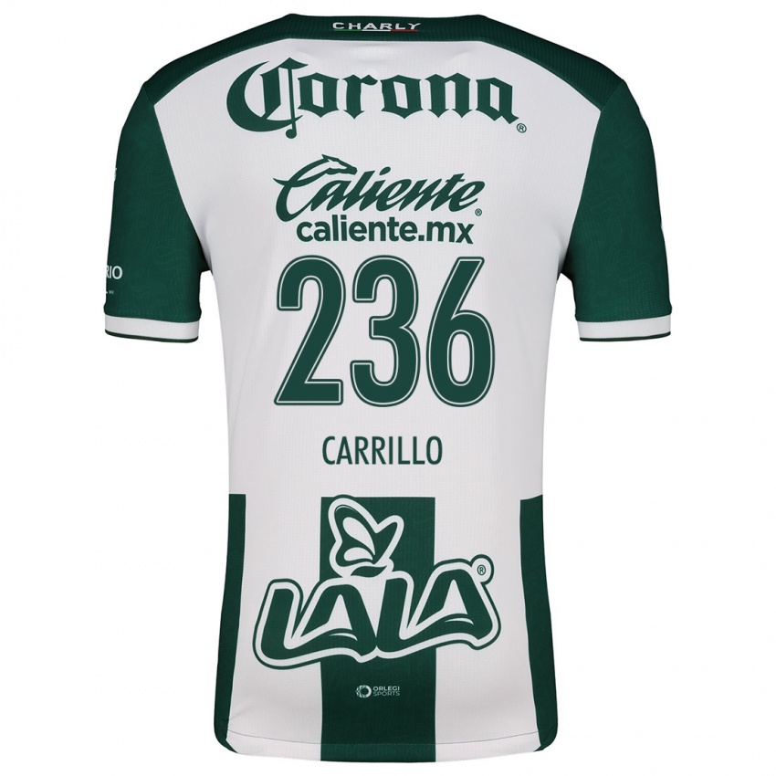 Niño Camiseta Fernando Carrillo #236 Verde Blanco 1ª Equipación 2024/25 La Camisa México