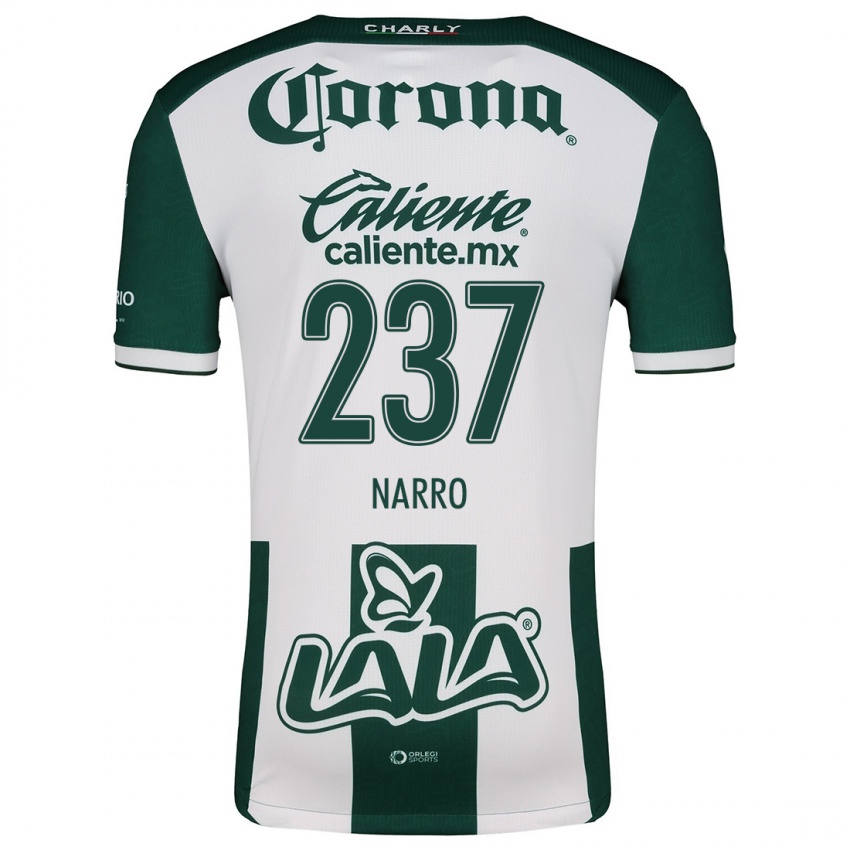 Niño Camiseta Ernesto Narro #237 Verde Blanco 1ª Equipación 2024/25 La Camisa México