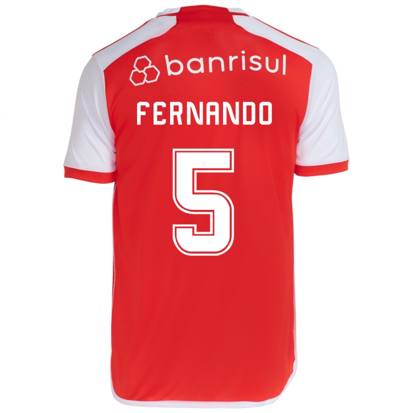 Niño Camiseta Fernando #5 Rojo Blanco 1ª Equipación 2024/25 La Camisa México