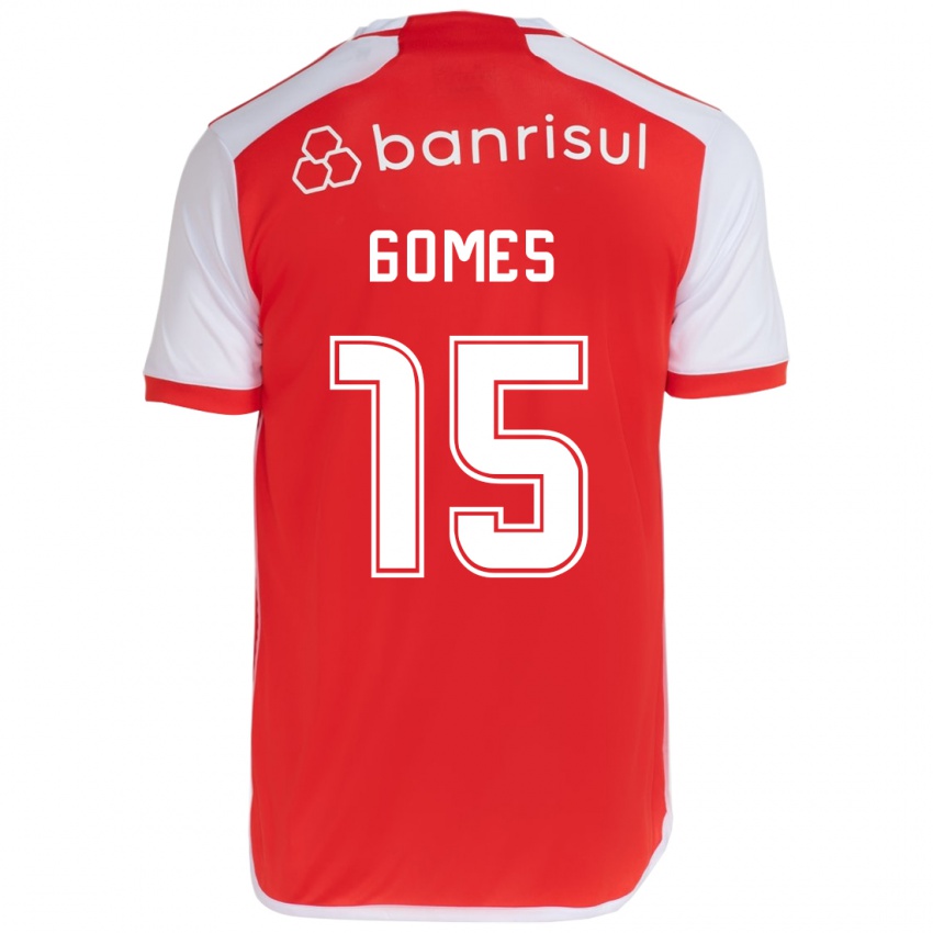 Niño Camiseta Bruno Gomes #15 Rojo Blanco 1ª Equipación 2024/25 La Camisa México