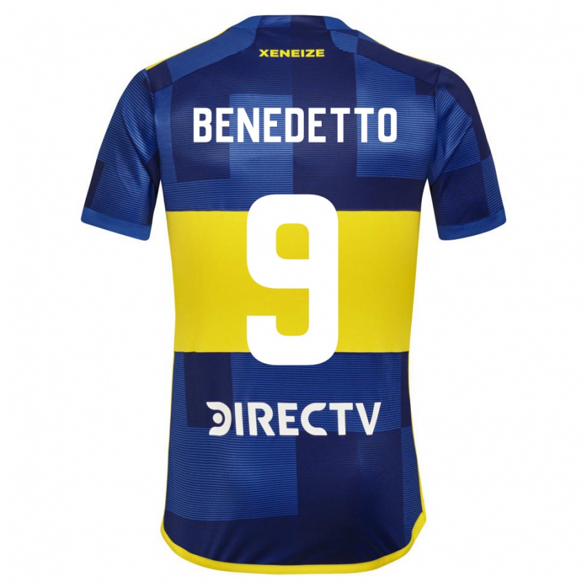 Niño Camiseta Dario Benedetto #9 Azul Amarillo 1ª Equipación 2024/25 La Camisa México