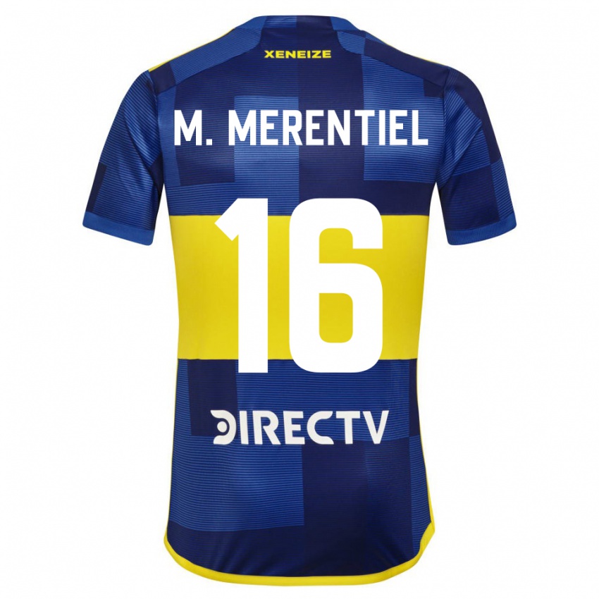 Niño Camiseta Miguel Merentiel #16 Azul Amarillo 1ª Equipación 2024/25 La Camisa México