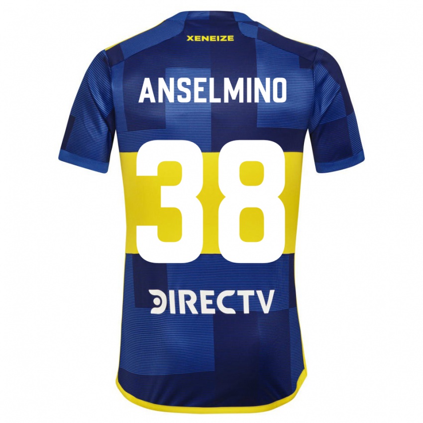 Niño Camiseta Aarón Anselmino #38 Azul Amarillo 1ª Equipación 2024/25 La Camisa México