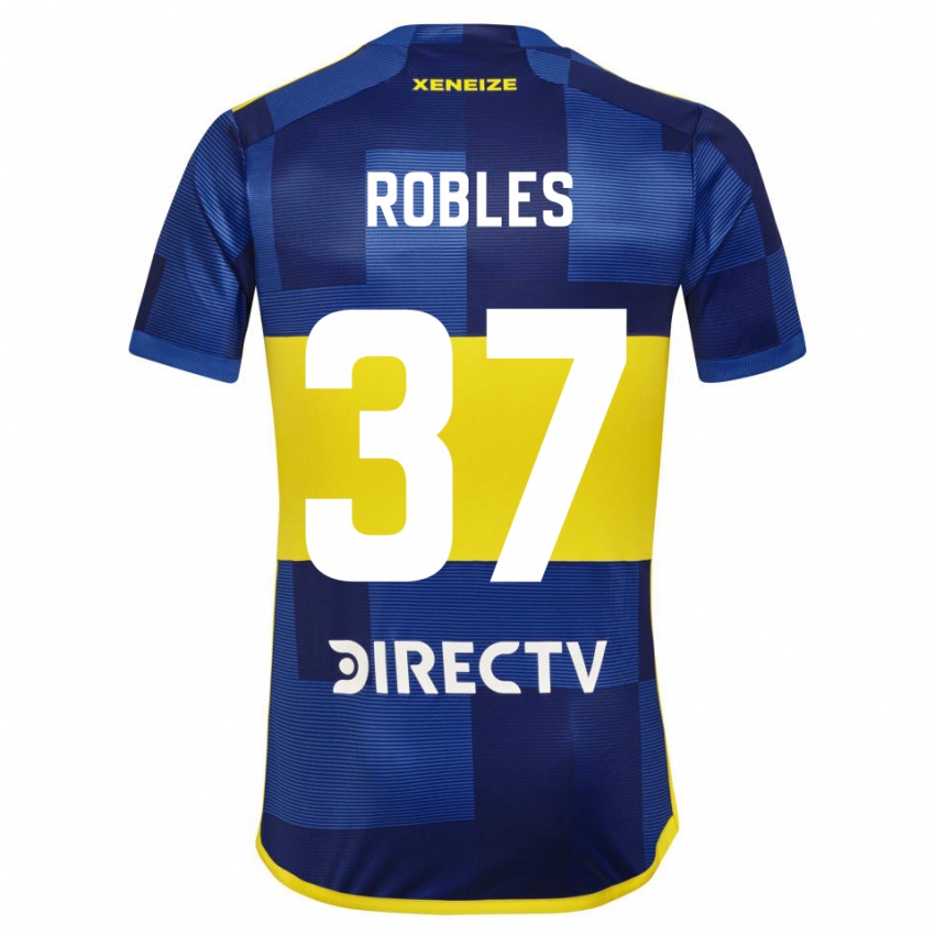 Niño Camiseta Sebastian Diaz Robles #37 Azul Amarillo 1ª Equipación 2024/25 La Camisa México