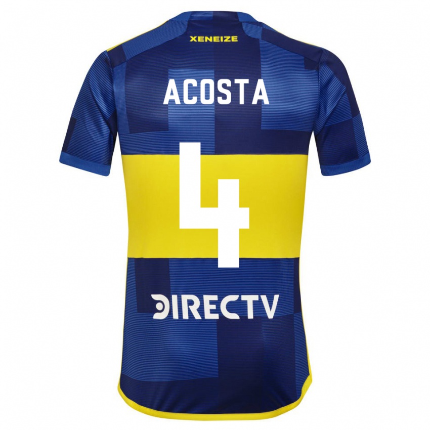 Niño Camiseta Natan Acosta #4 Azul Amarillo 1ª Equipación 2024/25 La Camisa México