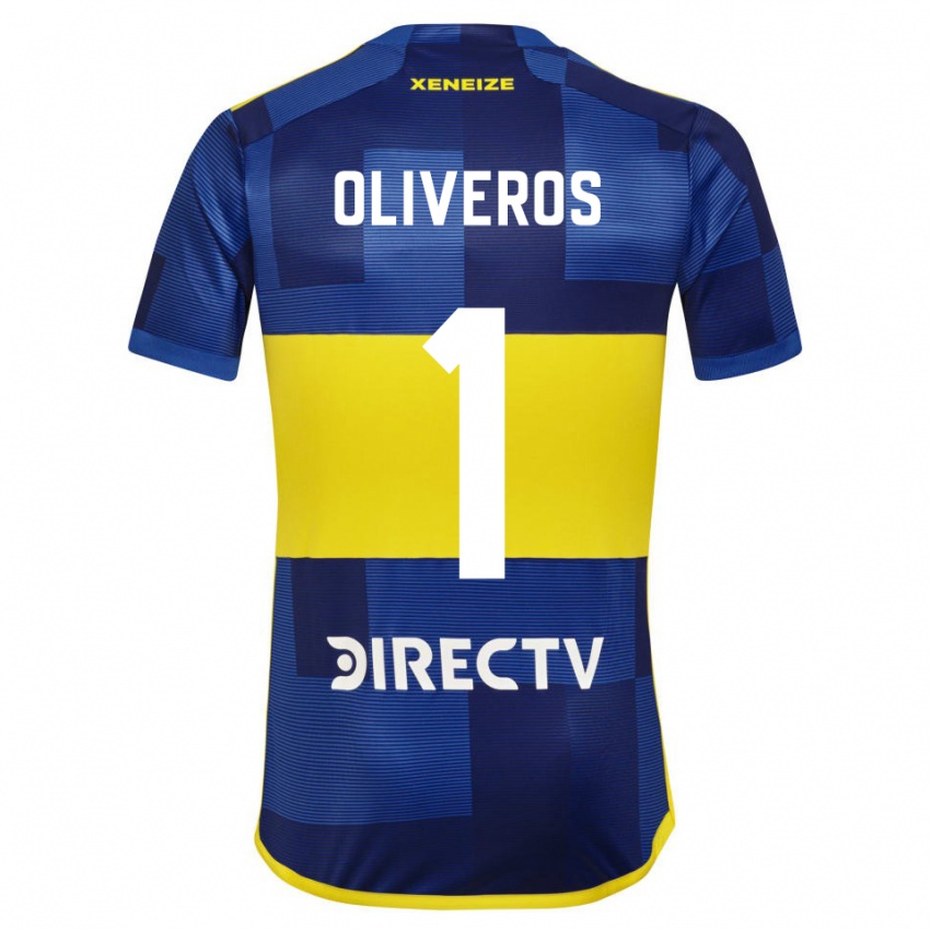 Niño Camiseta Laurina Oliveros #1 Azul Amarillo 1ª Equipación 2024/25 La Camisa México