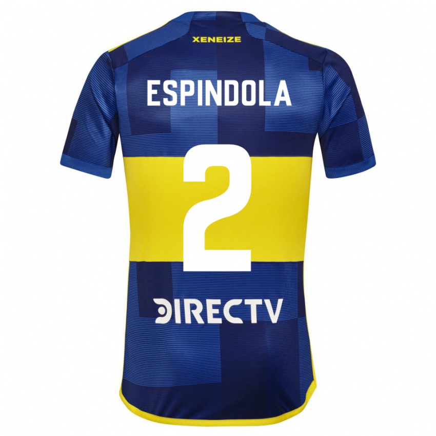 Niño Camiseta Noelia Espindola #2 Azul Amarillo 1ª Equipación 2024/25 La Camisa México