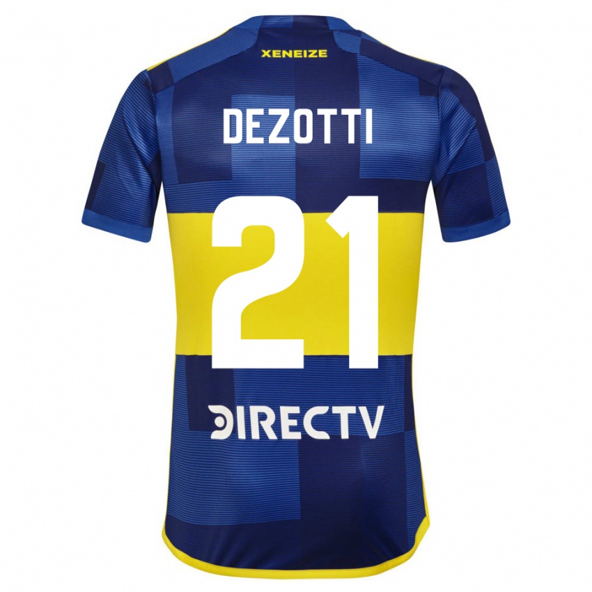 Niño Camiseta Martina Dezotti #21 Azul Amarillo 1ª Equipación 2024/25 La Camisa México