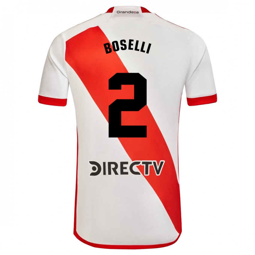 Niño Camiseta Sebastián Boselli #2 Blanco Rojo 1ª Equipación 2024/25 La Camisa México