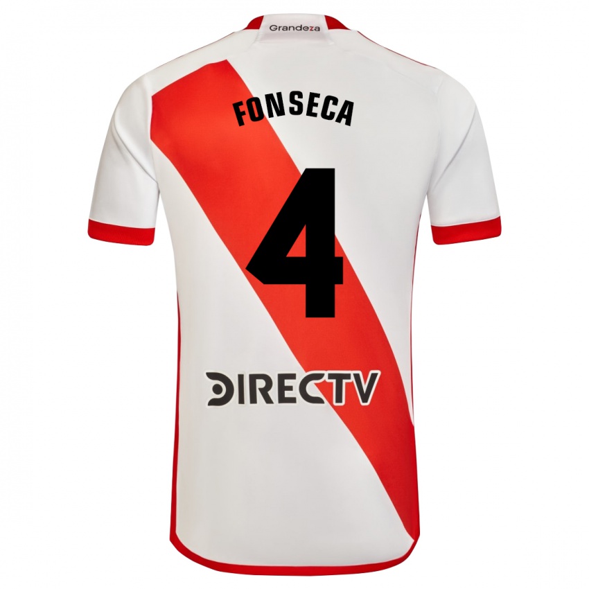 Niño Camiseta Nicolás Fonseca #4 Blanco Rojo 1ª Equipación 2024/25 La Camisa México